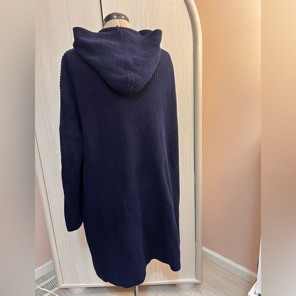 Lauren Ralph Lauren Cotton Knit Long Hooded Open-front Cardigan w Pockets 1X - Picture 6 of 12